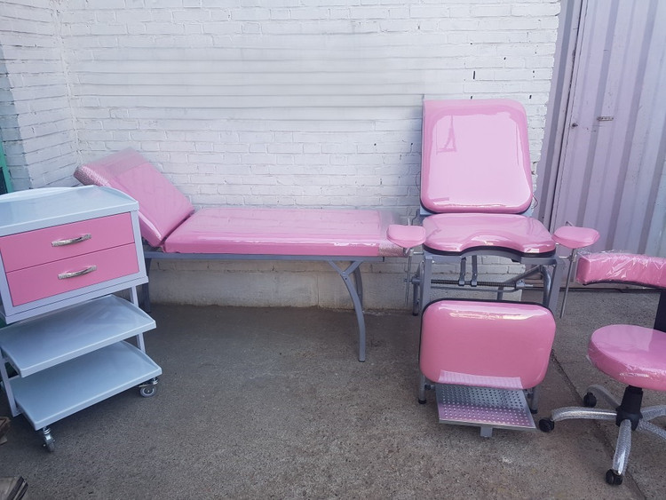 ست کامل تجهیزات مامایی | تخت ژنیکولوژی، تخت معاینه، ترالی و تابوره