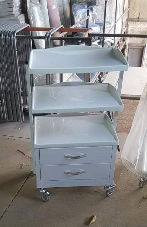 ترالی دو کشو زیبایی با بدنه فلزی و رویه ABS | مناسب کلینیک لیزر